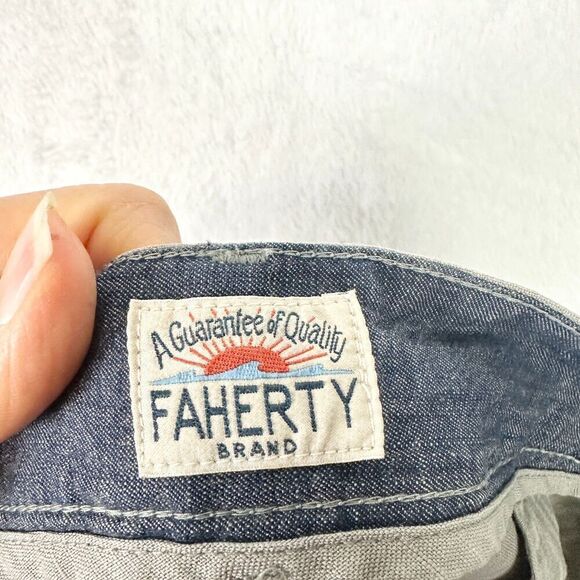 Faherty Men's Linen Cotton Shorts Size 40 Flat Front 9.5" Inseam Gray/Beige - Picture 4 of 6